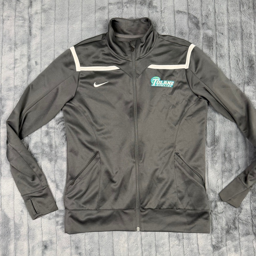Nike Tulane Bowling Dri-FIT Track Jacket Mens Large Gray Full Zip 535663-212